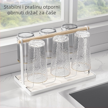Držač čaša s odtokom i invertiranim skladištenjem staklenih čaša — željezna žičana konstrukcija, moderni minimalistički stil, 450 g