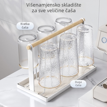 Držač čaša s odtokom i invertiranim skladištenjem staklenih čaša — željezna žičana konstrukcija, moderni minimalistički stil, 450 g