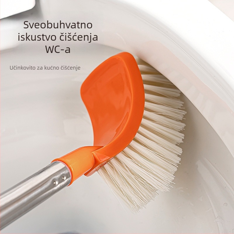 Četka za WC s dugim drškom, zidni držač, bez bušenja, plastična konstrukcija