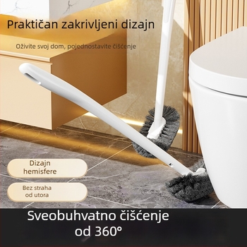 Četka za zahod s dugim drškom i polusferičnom glavom, zidni nosač, plastika, težina 150 g