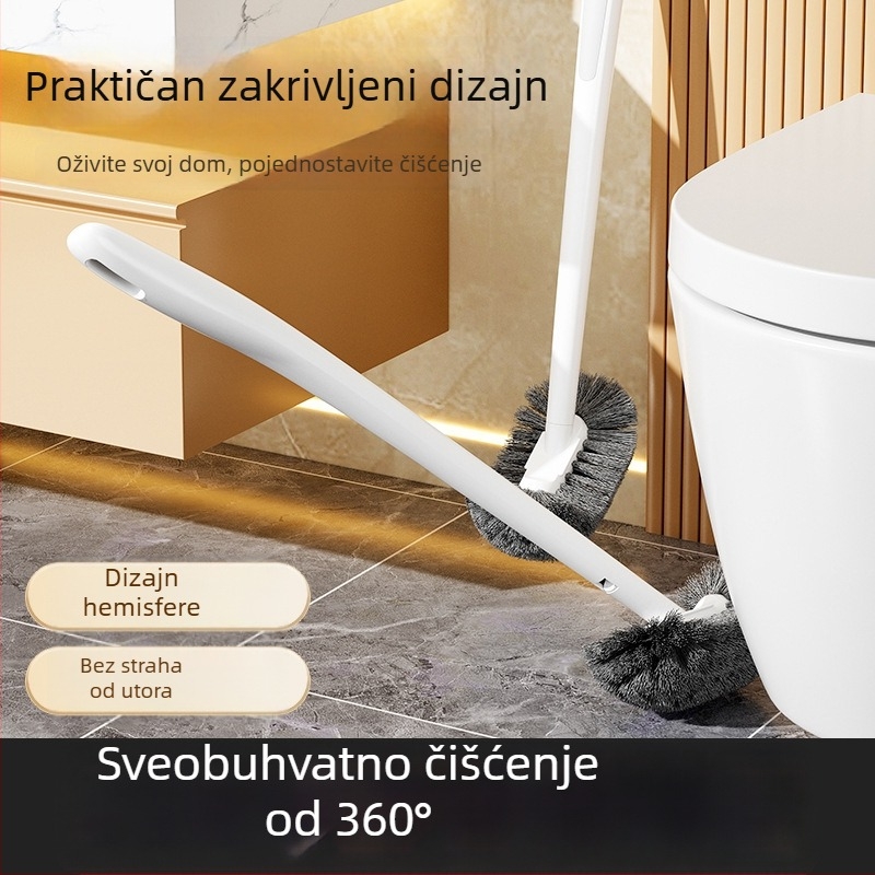 Četka za zahod s dugim drškom i polusferičnom glavom, zidni nosač, plastika, težina 150 g
