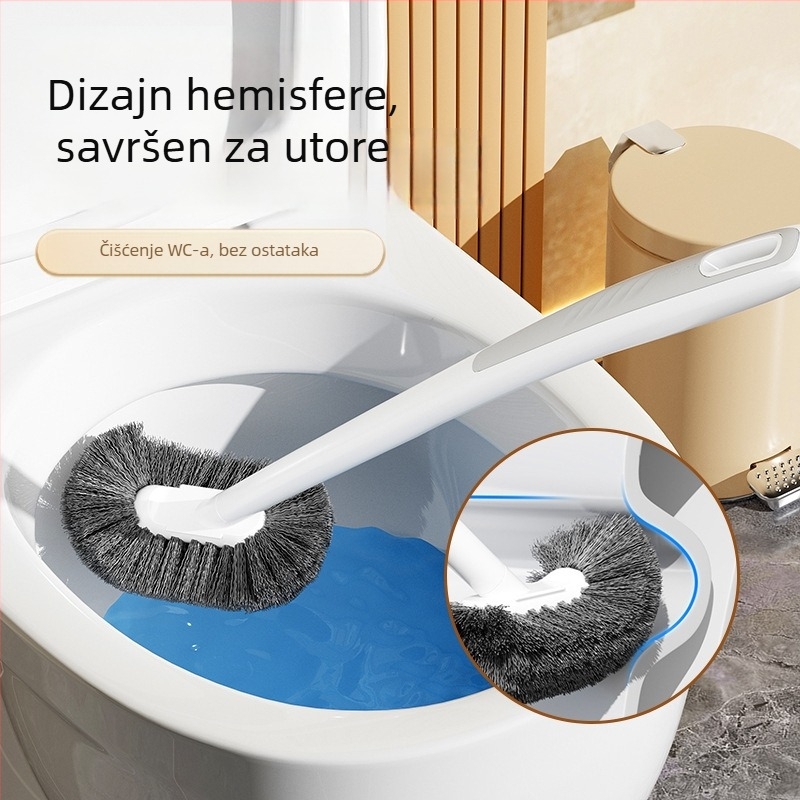 Četka za zahod s dugim drškom i polusferičnom glavom, zidni nosač, plastika, težina 150 g