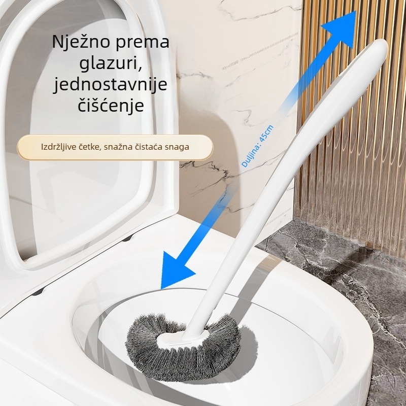 Četka za zahod s dugim drškom i polusferičnom glavom, zidni nosač, plastika, težina 150 g
