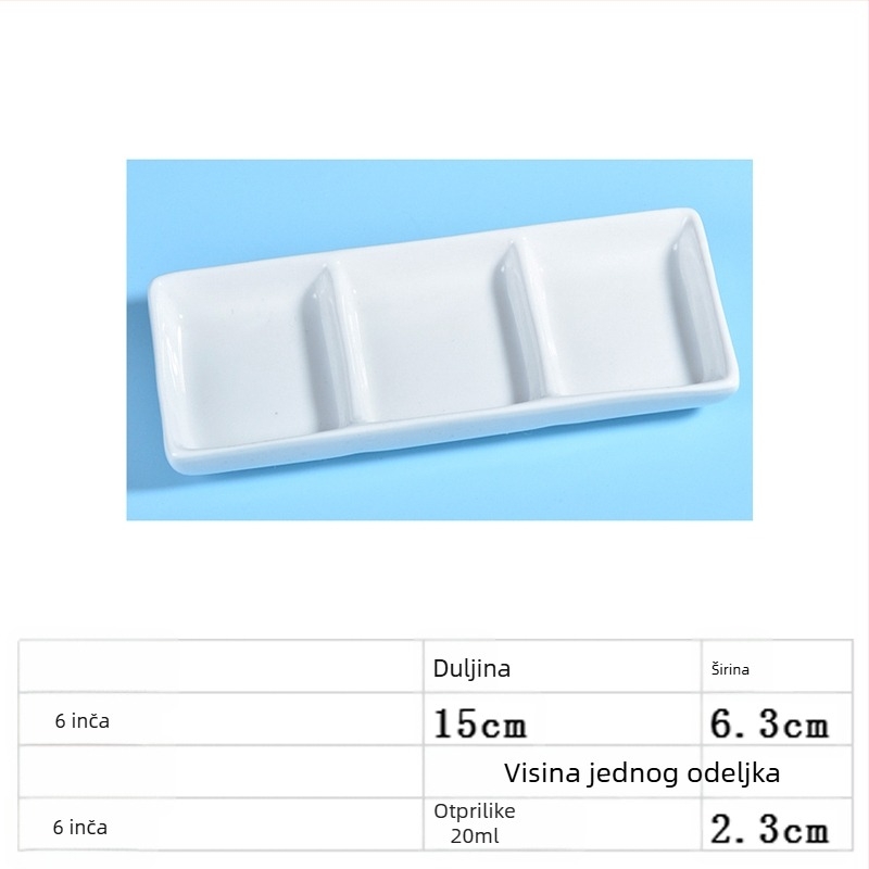 Porcelanski tanjurić za umake s dva i tri odjeljka, za umake, ocat i začine