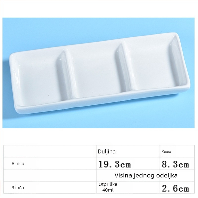 Porcelanski tanjurić za umake s dva i tri odjeljka, za umake, ocat i začine