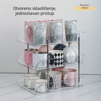 Četveroslojni držač čaša za čaj i kavu — pomični stolni organizator, prozirni PET