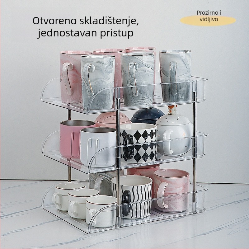 Četveroslojni držač čaša za čaj i kavu — pomični stolni organizator, prozirni PET