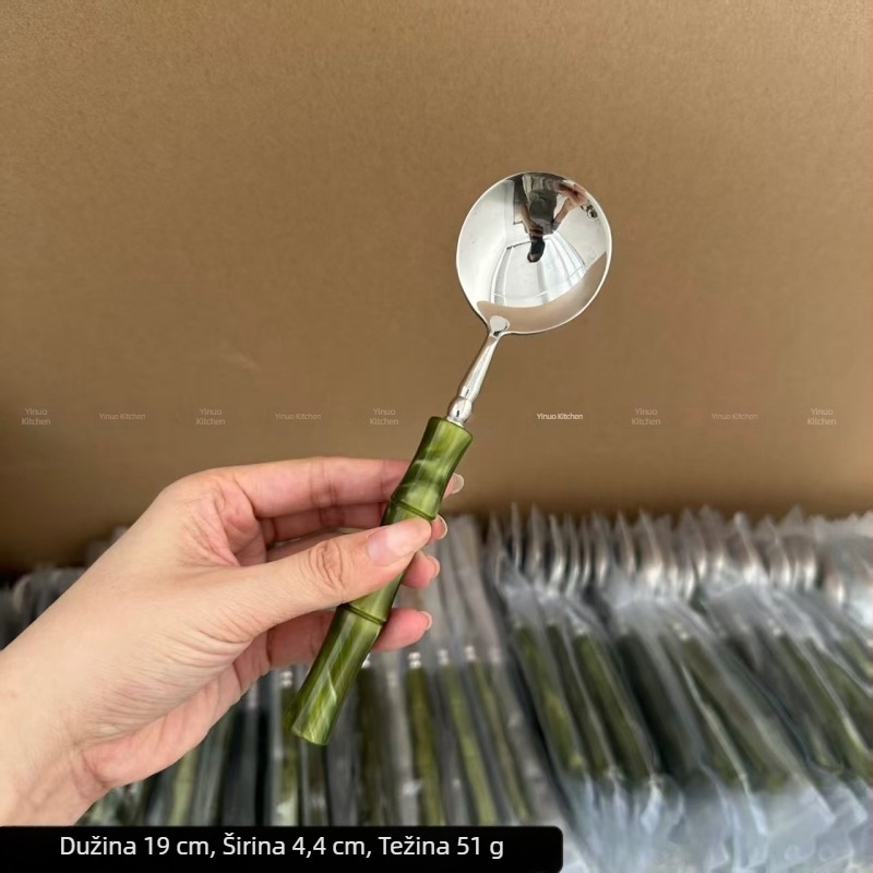 5-dijelni set posuđa od nehrđajućeg čelika – nož za steak, vilica, desertna vilica i žlica – visokokvalitetan, blag luksuzan retro stil