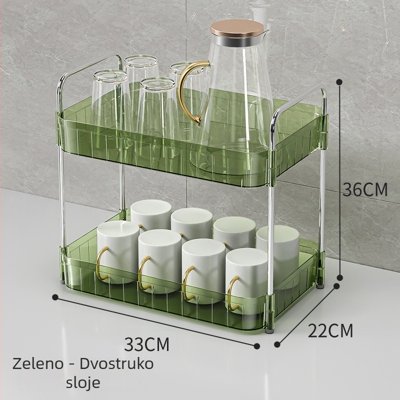 Dvodijelni stalak za šalice s odvodnim pladnjem, od plastike, bez bušenja, moderan minimalistički stil, 1,08 kg