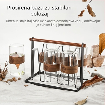 Držač za čaše s odvodnim dršacem, invertirani držač za čaj, kuhinjski organizator za čaše, moderan minimalistički stil (Materijal: Drugo; Stil: Moderni minimalizam; Tip stila: Svijetao luks retro; Funkcija: Skladištenje; Pokretanje: 2025)