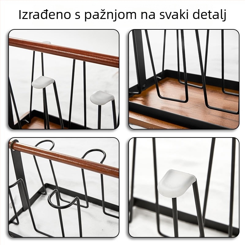 Držač za čaše s odvodnim dršacem, invertirani držač za čaj, kuhinjski organizator za čaše, moderan minimalistički stil (Materijal: Drugo; Stil: Moderni minimalizam; Tip stila: Svijetao luks retro; Funkcija: Skladištenje; Pokretanje: 2025)