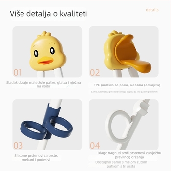 Učne štapiće za djecu | ABS materijal | 3-djelni set | od 6 mjeseci | Crtani dizajn, korekcija držanja