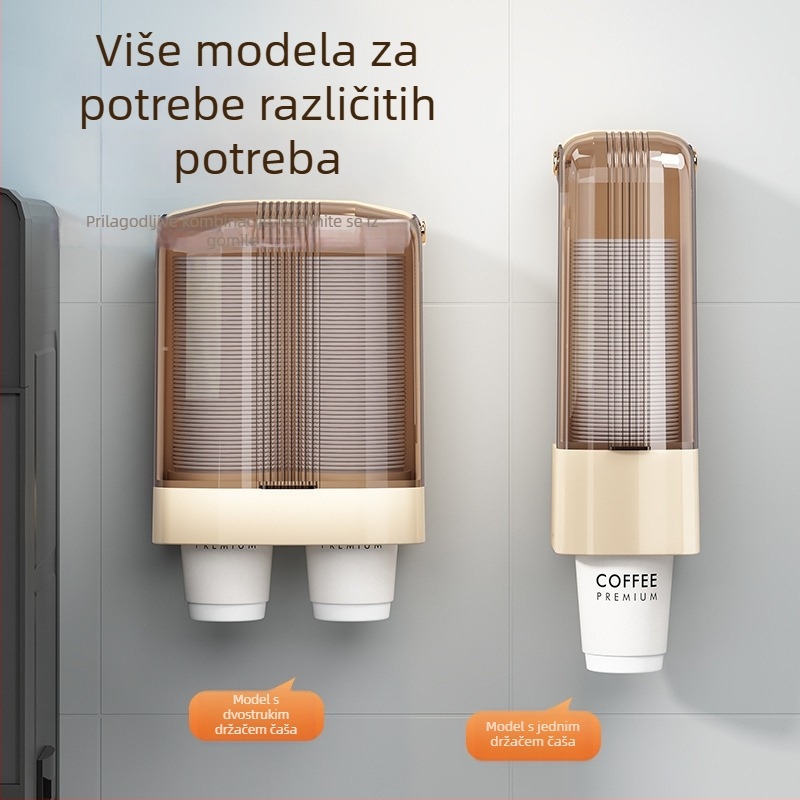 Zidni držač za jednokratne čaše, bez bušenja, kućna upotreba, plastični, minimalistički dizajn