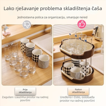 Leiwei dvoslojni stolni organizator s izvučnim mehanizmom za kuhinju – plastični