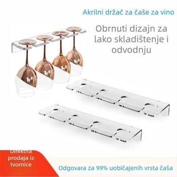 Akrilni držač za čaše za vino, set od 2 komada, zidni držač za koktel čaše i šampanjac