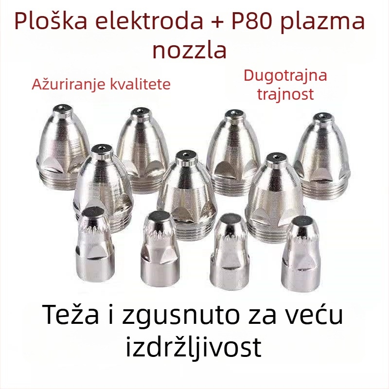 Mlaznica za plazma rezanje P80, elektroda, kontakt Black Wolf, kompatibilno s LGK-100/120/80, Clay League, za zračno plazma rezanje, 1–45 mm