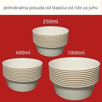 Jednokratna zdjela za hranu, prehrambene kvalitete, okrugla, zgušnjena, na bazi škroba