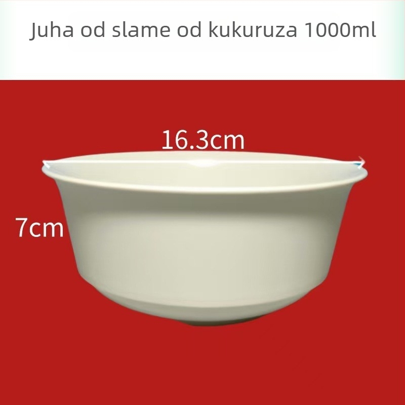 Jednokratna zdjela za hranu, prehrambene kvalitete, okrugla, zgušnjena, na bazi škroba