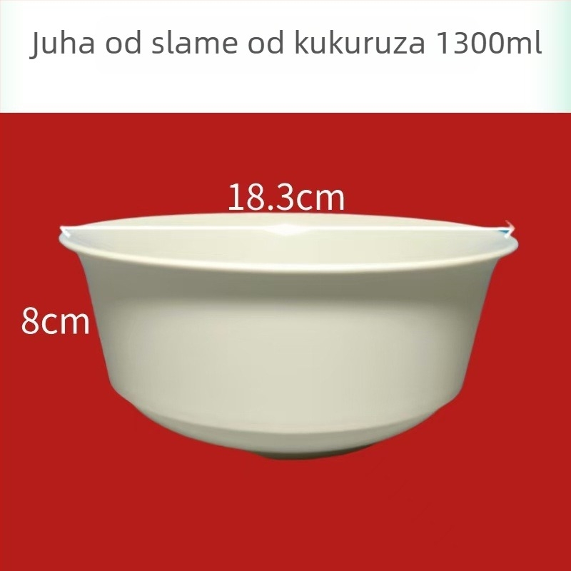 Jednokratna zdjela za hranu, prehrambene kvalitete, okrugla, zgušnjena, na bazi škroba