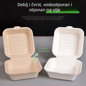 Jednokratna kutija za ručak, četvrtaste, od celuloze šećerne trstike, zapremina 8000 ml, debljina 0,06 mm, biološki razgradiva