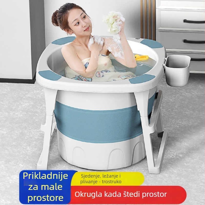 Sklopiva kanta za kupanje, bez ugradnje, debeli dnom, prijenosna za odrasle i djecu.