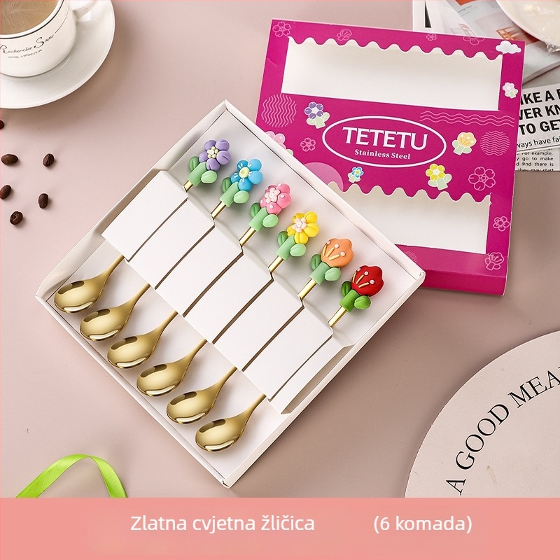 Medaya set viljica za voće od nehrđajućeg čelika s cvjetnim uzorkom, u kreativnom stilu
