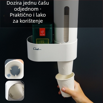 Zidni držač čaša za dozator vode, plastični, moderan minimalistički stil, 1 sloj, montaža bez bušenja