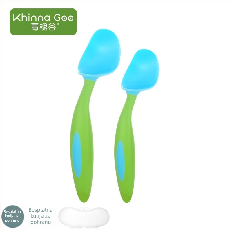 Set za učenje prehrane bebinih žlica – minimalistički dizajn, PP materijal, za djecu od 6 mjeseci, 1 komad, Green Sophora Valley