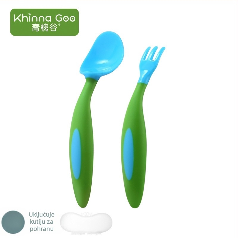 Set za učenje prehrane bebinih žlica – minimalistički dizajn, PP materijal, za djecu od 6 mjeseci, 1 komad, Green Sophora Valley