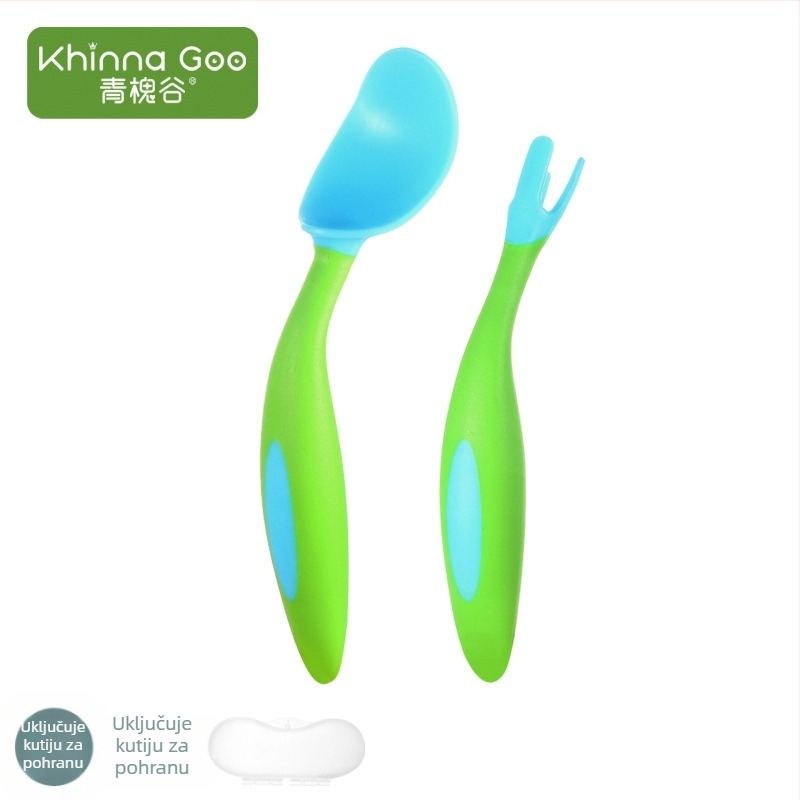Set za učenje prehrane bebinih žlica – minimalistički dizajn, PP materijal, za djecu od 6 mjeseci, 1 komad, Green Sophora Valley