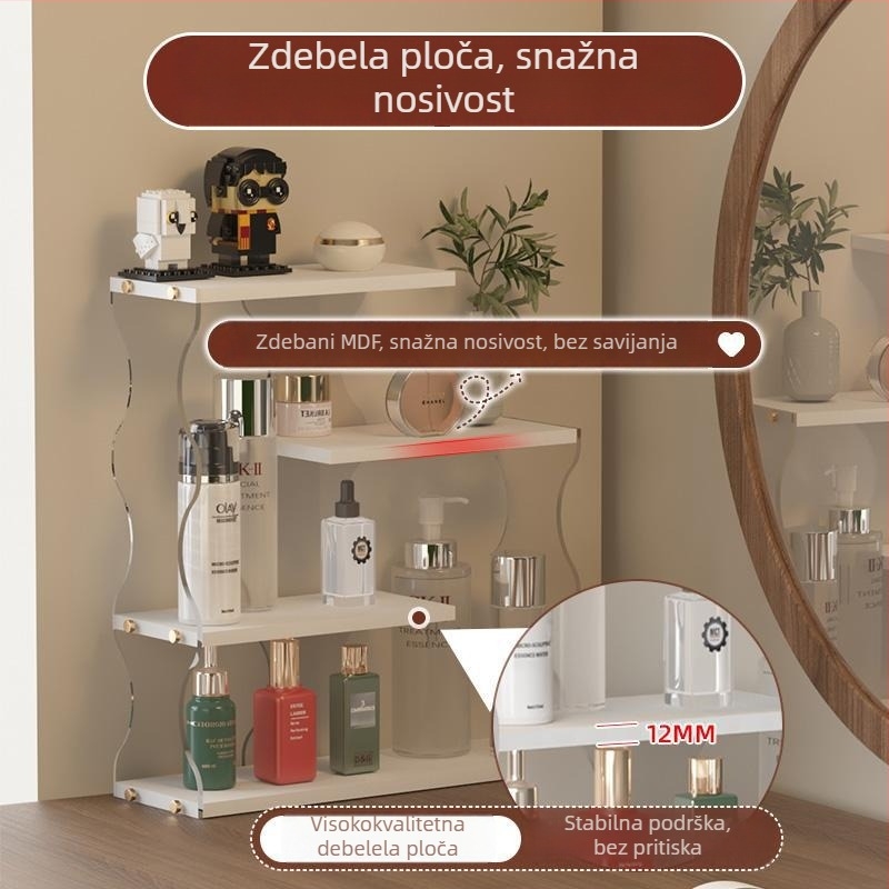 Stolni organizator kozmetike za toaletni stol – 4 sloja, akril, višestruki organizator za njegu kože i parfeme