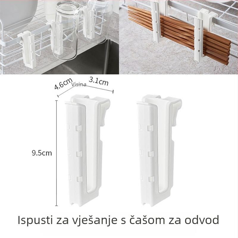 KM.5270 Viseći odvodni stalak za suđe i pribor — bez bušenja, kuka za montažu, PP materijal, 1 sloj, japanski stil, višenamjenski