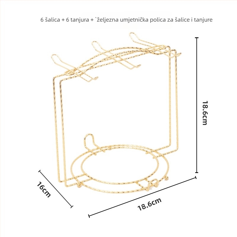 Držač za šalice kave i vješalica – Željezna konstrukcija, nosivost 5 kg, elektroplatinirani završetak, stil laganog luksuza