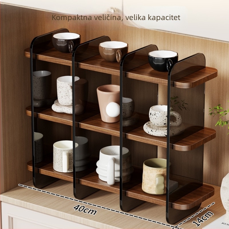 Držač za čaše za stolnu ploču, akril i drvo, moderni minimalistički stil, težina 1