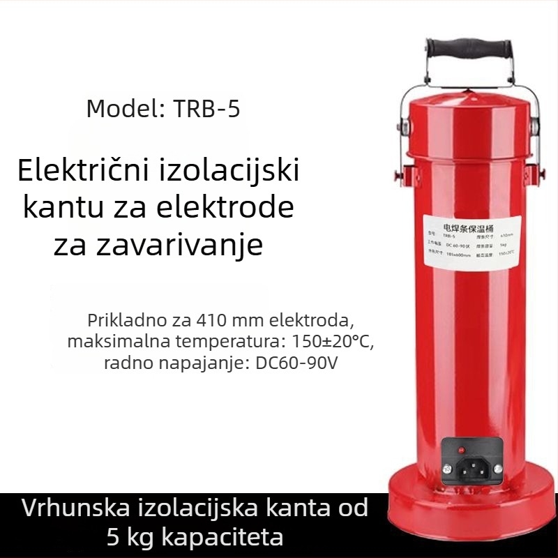 Prijenosni izolacijski cilindar za elektrode za zavarivanje, s napajanjem, okomita i vodoravna uporaba, grijanje