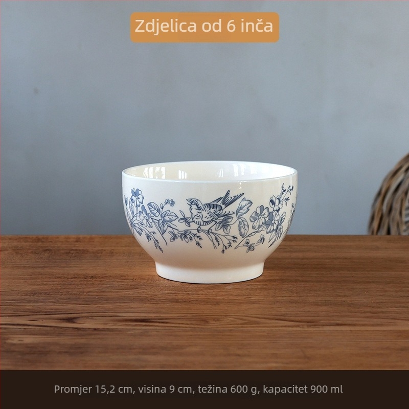 Keramički tanjur za desert s cvjetnim uzorkom, retro stil, okrugli oblik