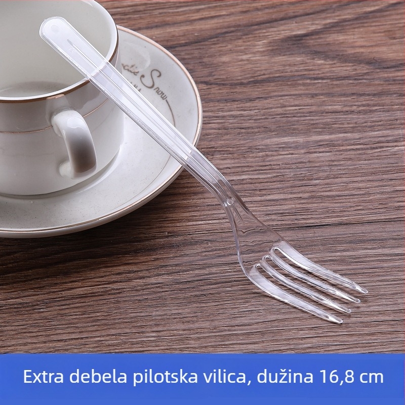 Beihou plastična jednokratna četverozubna vilica za tortu, ojačana, za deserte i voće, materijal PS, 3.2 g, nije pogodno za mikrovalnu