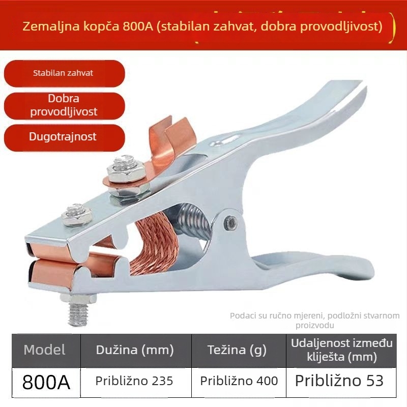 Aksesoari za zavarivanje s plinom: teški kliješta za kabel, kliješt za uzemljenje za zavarivanje, 300A/500A/800A