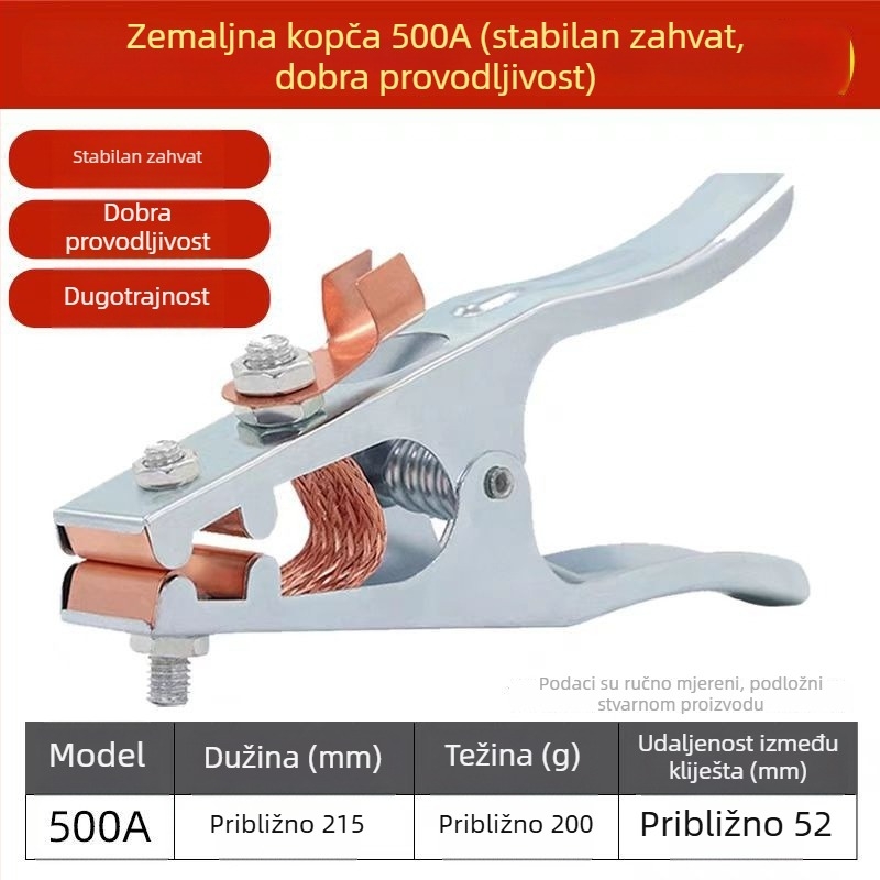 Aksesoari za zavarivanje s plinom: teški kliješta za kabel, kliješt za uzemljenje za zavarivanje, 300A/500A/800A
