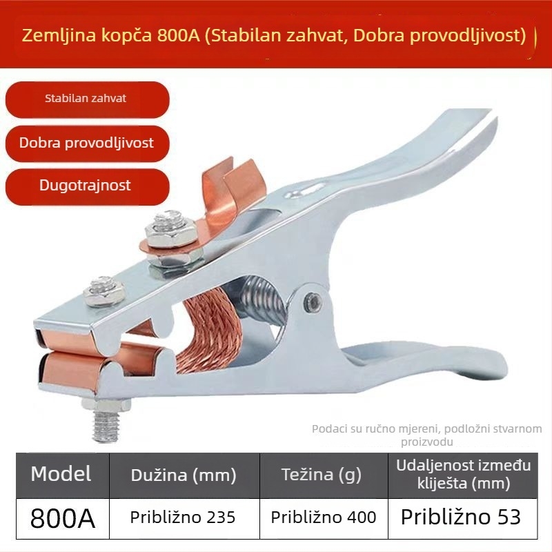 Aksesoari za zavarivanje s plinom: teški kliješta za kabel, kliješt za uzemljenje za zavarivanje, 300A/500A/800A