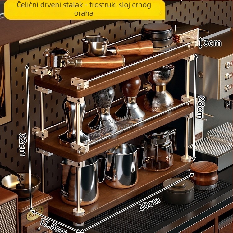 Držač za čaše i skladišni regal – metalni, višenamjenski, klasičan stil, model JA102, marka Wangu