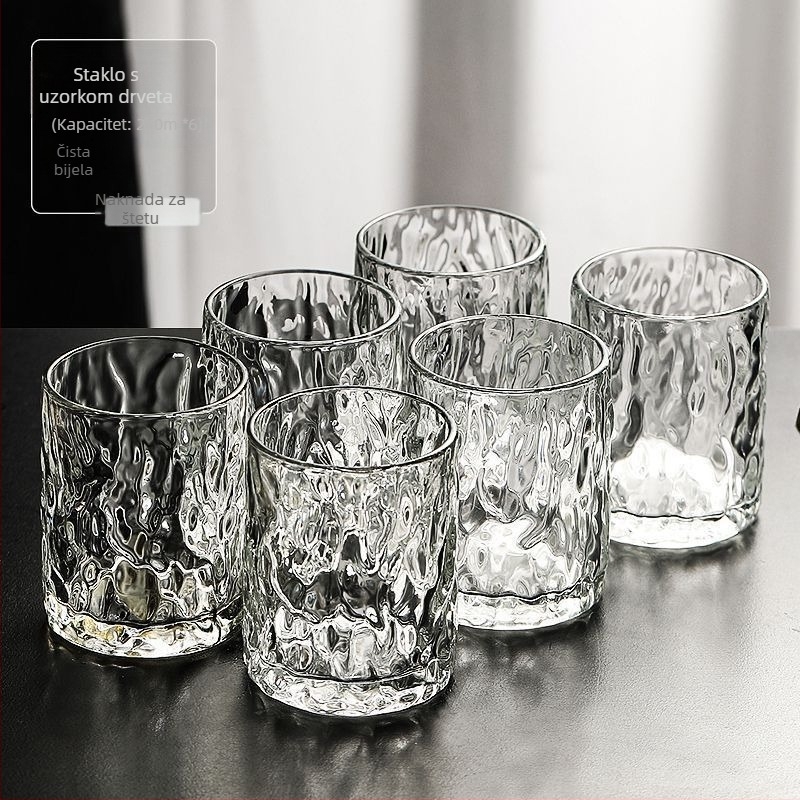 Set čaša za piće od otpornog stakla na visoke temperature (moderni minimalistički stil, sa slamkom, cilindričnog oblika, ledeni uzorak)