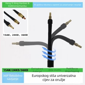 CO2 zavarivački pištolj Hengshengtai, dvostruko savitljiv vrat, model MB15AK24KD36KD, privatna marka dostupna