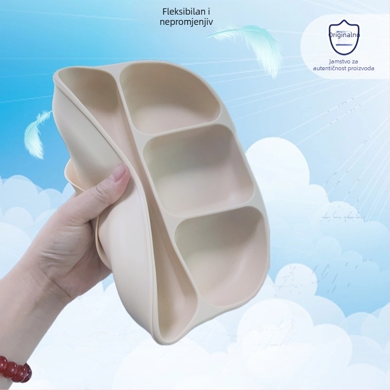 Silikonski dječji tanjur za jelo, dvodijelna set, jednostavan stil, pogodno za djecu od 3 mjeseca