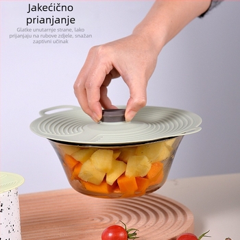 Silikonska kapica za zdjele i posude, kvalitete hrane, zatvara, otporna na mirise, otporna na visoke temperature, mikrotalasna sigurnost, zaštita od prskanja