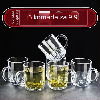 Set čaša od soda-lime stakla s drškom za kućno posluživanje – visoka toplinska otpornost, višeslojna konstrukcija, za čaj i pića