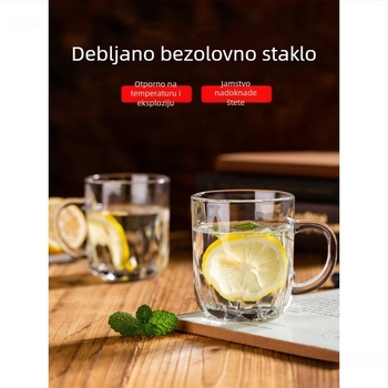 Set čaša od soda-lime stakla s drškom za kućno posluživanje – visoka toplinska otpornost, višeslojna konstrukcija, za čaj i pića