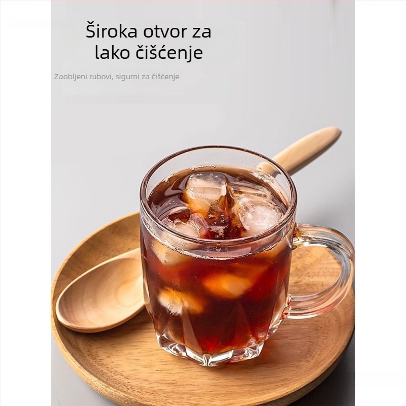 Set čaša od soda-lime stakla s drškom za kućno posluživanje – visoka toplinska otpornost, višeslojna konstrukcija, za čaj i pića