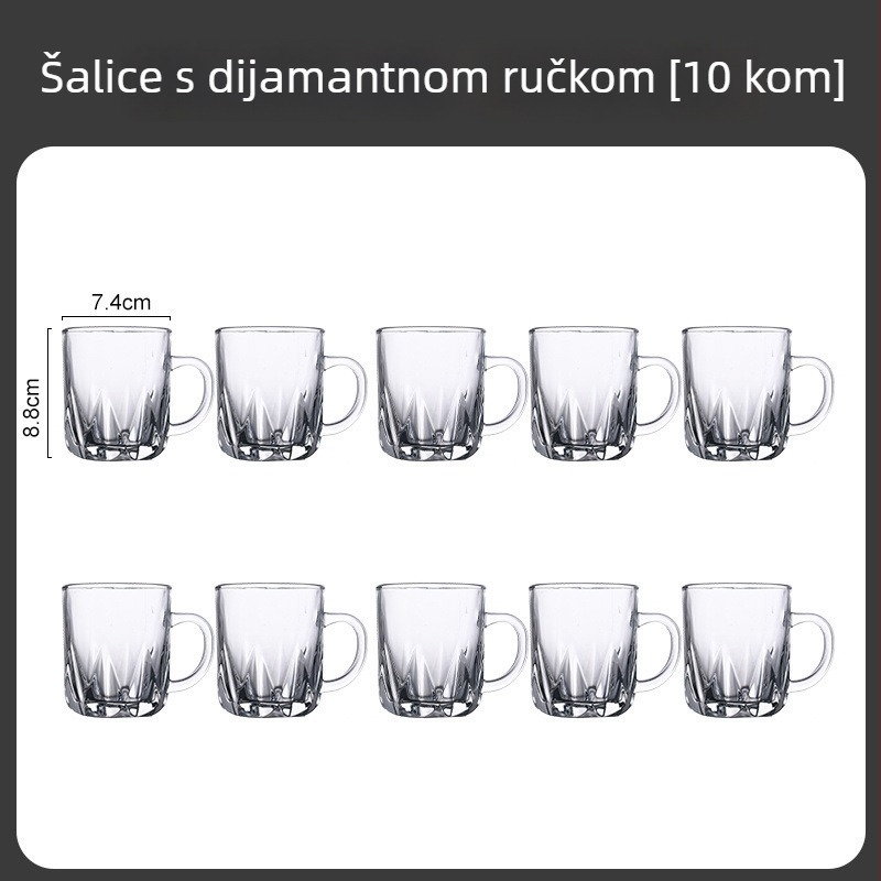 Set čaša od soda-lime stakla s drškom za kućno posluživanje – visoka toplinska otpornost, višeslojna konstrukcija, za čaj i pića