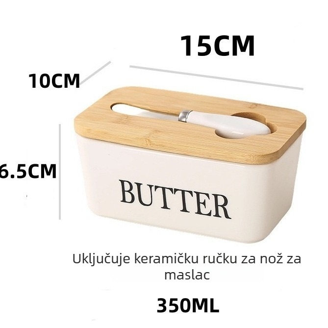 Keramička pravokutna kutija za maslac, zatvorena, s mogućnošću otiska logotipa, moderni minimalistički stil, vrhunska kvaliteta